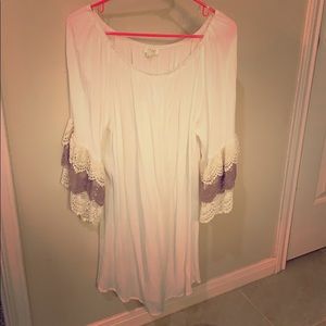 Umgee lace ruffled bell sleeve dress